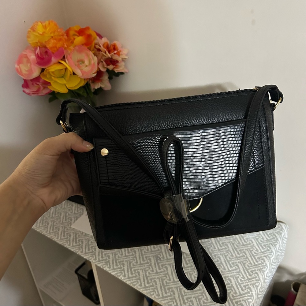 Black Structured Crossbody Bag - Minimalist Women's Bag